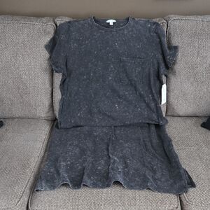 Black/Charcoal Gray T-Shirt Dress